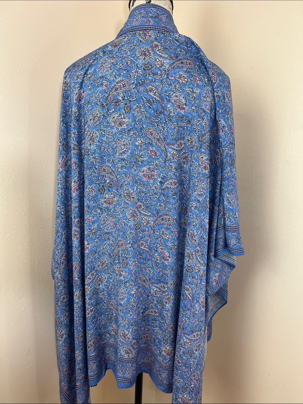 Blue Boho Paisley Kimono Wrap/Cardigan – One Size - Picture 3 of 5